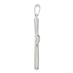 Sterling Silver 925 Polished Hollow Cross Pendant Elegant 62mm