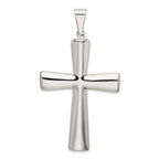 Sterling Silver 925 Polished Hollow Cross Pendant Elegant 62mm