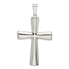 Sterling Silver 925 Polished Hollow Cross Pendant Elegant 62mm
