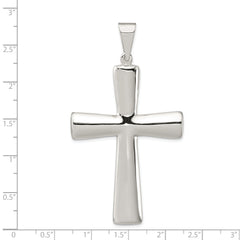 Sterling Silver 925 Polished Hollow Cross Pendant Elegant 62mm