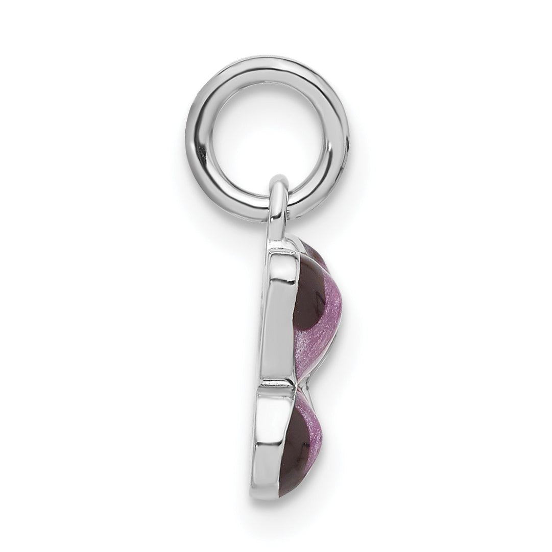 Sterling Silver Rhodium-Plated Purple Enamel Butterfly Pendant Elegant Charm