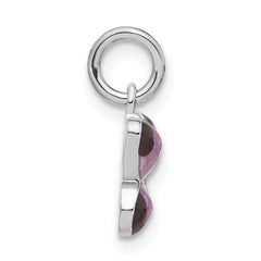 Sterling Silver Rhodium-Plated Purple Enamel Butterfly Pendant Elegant Charm
