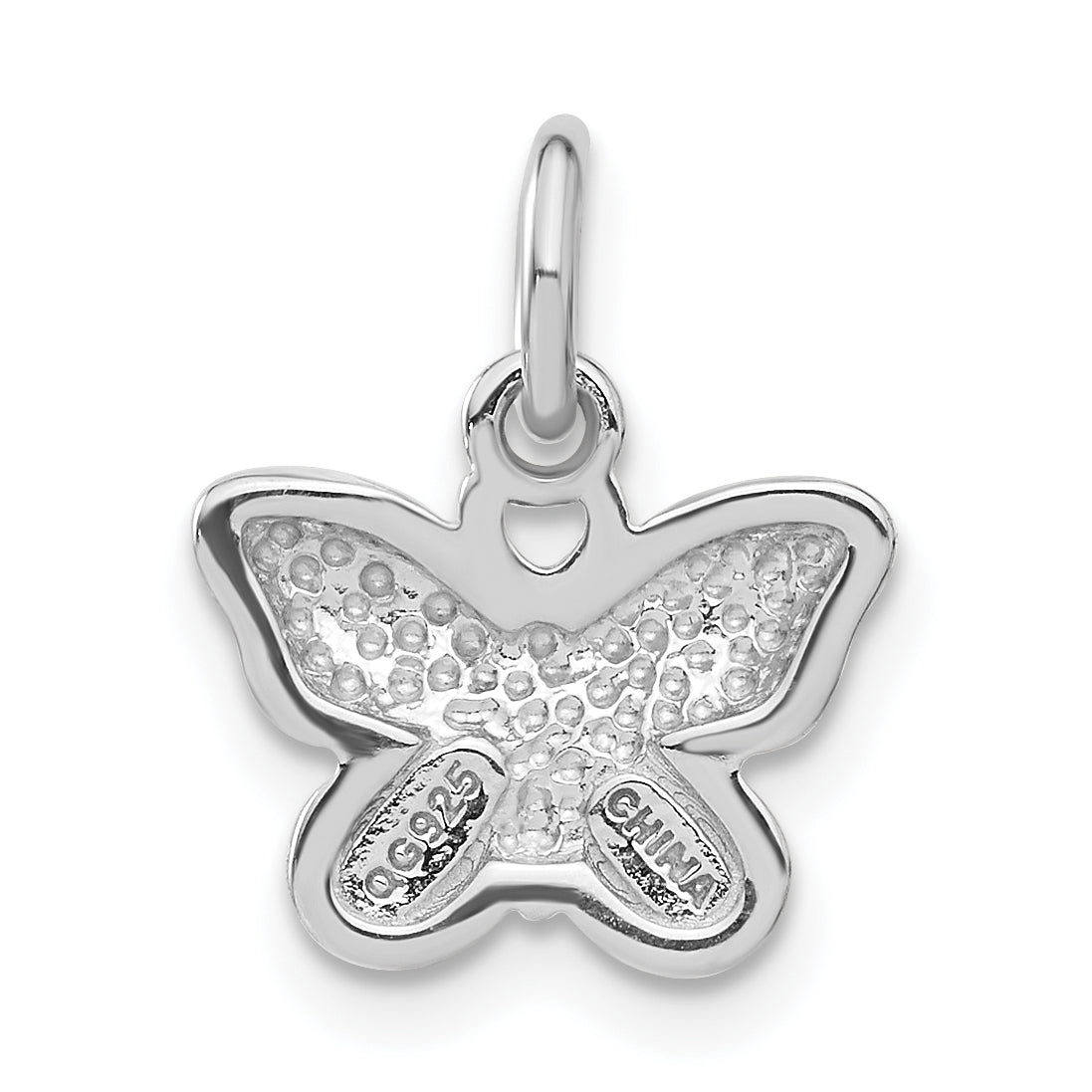 Sterling Silver Rhodium-Plated Purple Enamel Butterfly Pendant Elegant Charm