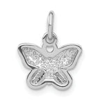 Sterling Silver Rhodium-Plated Purple Enamel Butterfly Pendant Elegant Charm