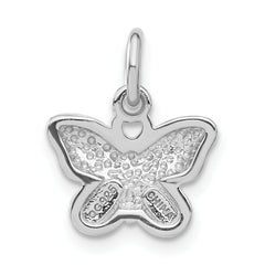 Sterling Silver Rhodium-Plated Purple Enamel Butterfly Pendant Elegant Charm