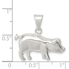 Sterling Silver 925 Pig Charm with Polished Finish and Anti-Tarnish Coating