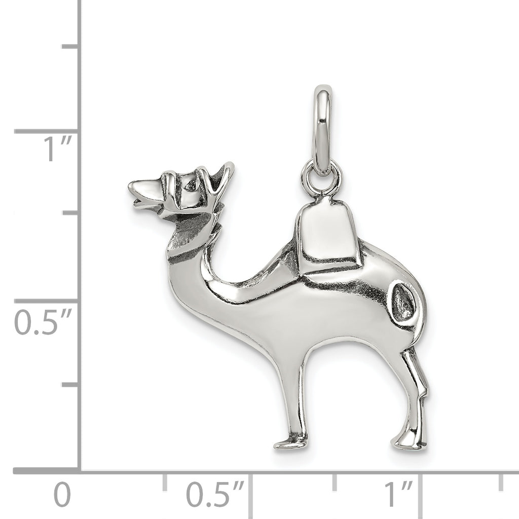 Sterling Silver 925 Camel Charm with Polished Antiqued Finish Vintage Style