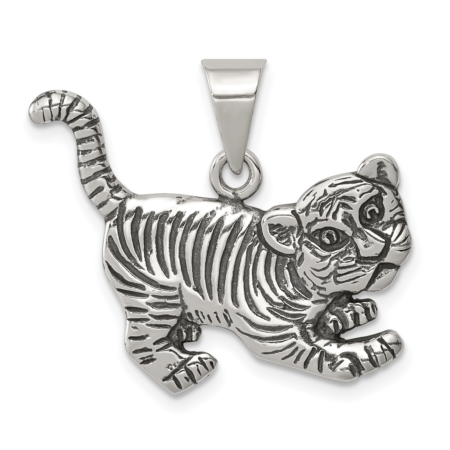 Sterling Silver Antiqued Tiger Charm Main image