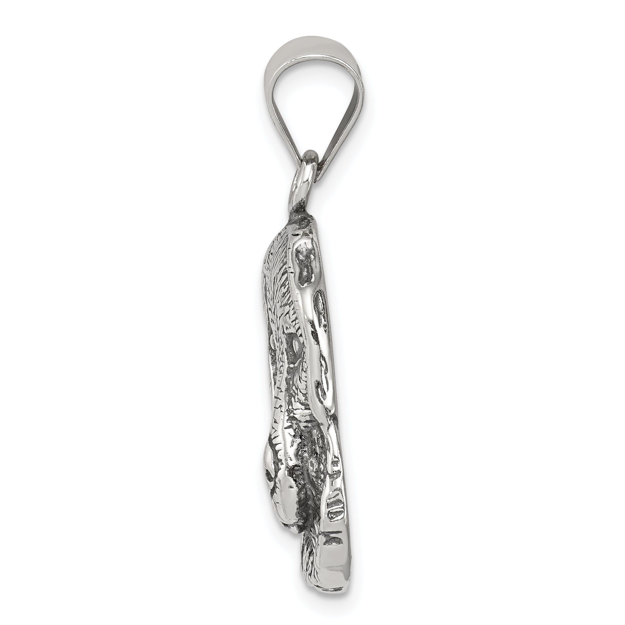 925 Sterling Silver Men's Antiqued Dog Charm Solid Casted Vintage Style Secondary image