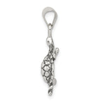 Sterling Silver 925 Turtle Charm with Antiqued Finish Solid Themed Pendant