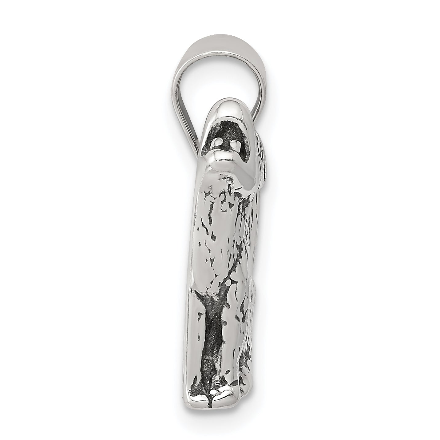 Sophia Jewelers Men's 925 Sterling Silver Antiqued Wolf Pendant