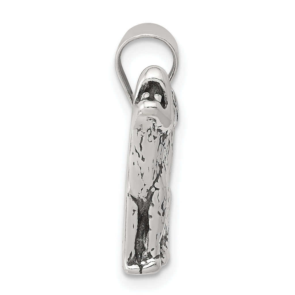 Sophia Jewelers Men's 925 Sterling Silver Antiqued Wolf Pendant