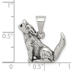 Sophia Jewelers Men's 925 Sterling Silver Antiqued Wolf Pendant