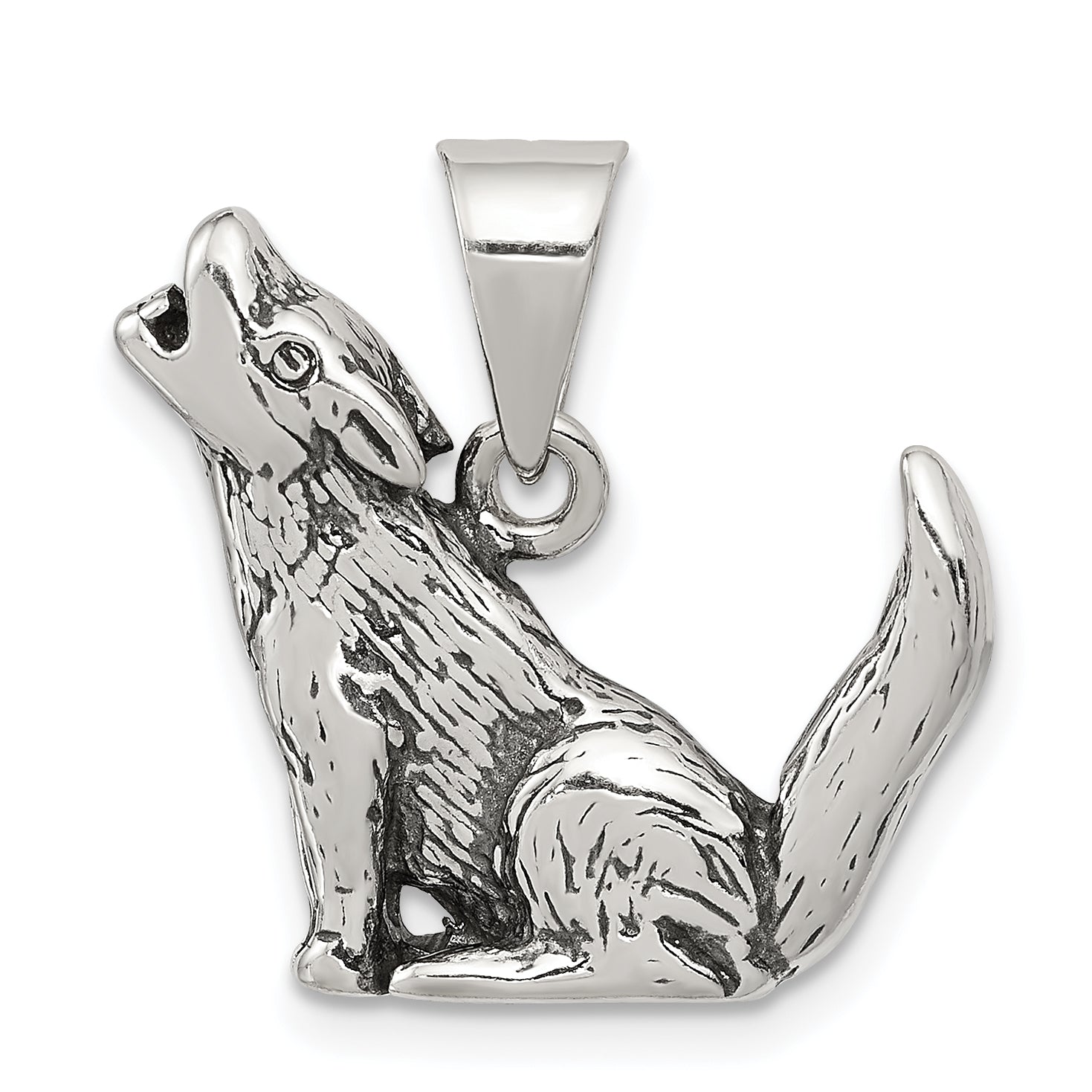 Sterling Silver Antiqued Wolf Charm Main image