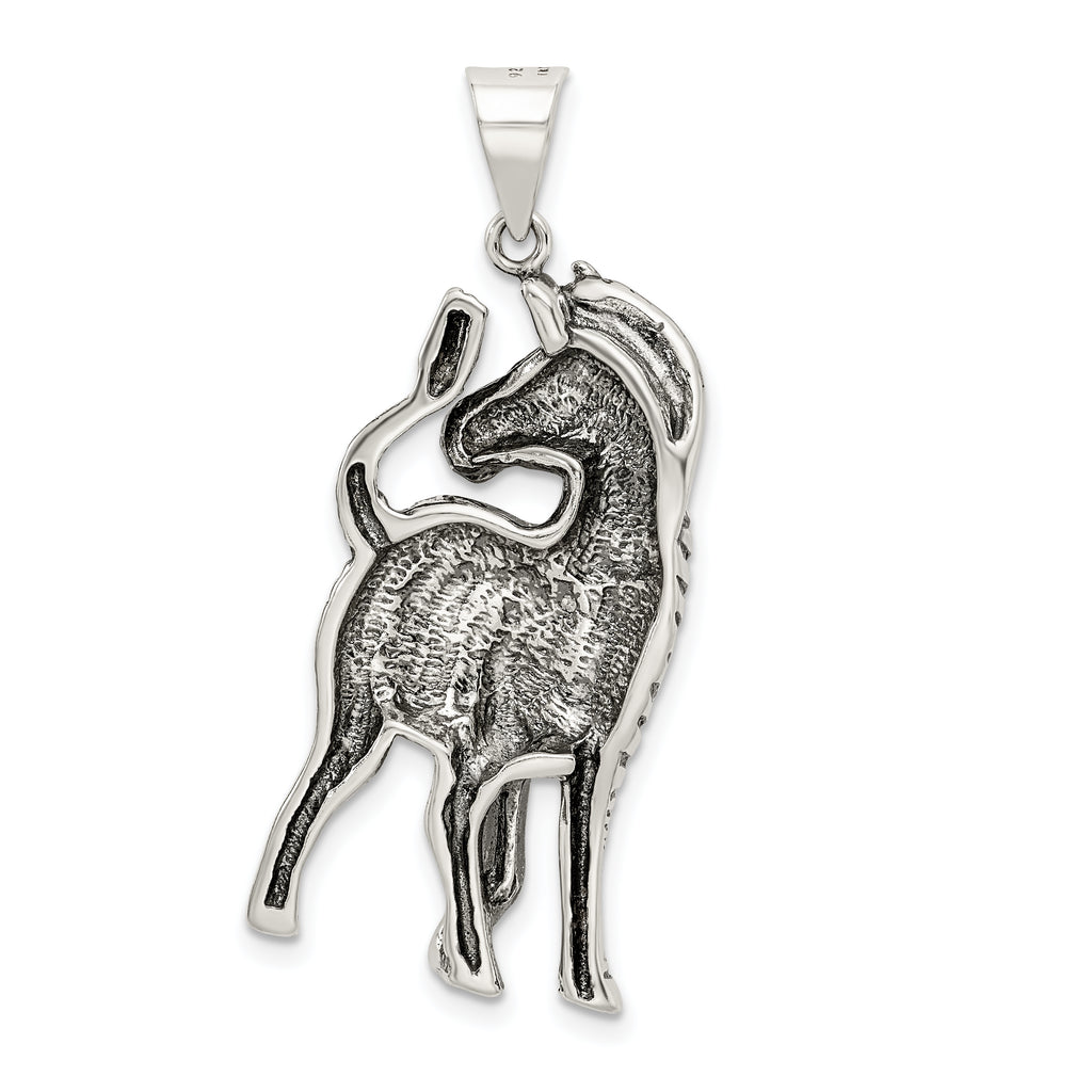Sterling Silver 925 Antiqued Zebra Pendant for Men by Sophia Jewelers