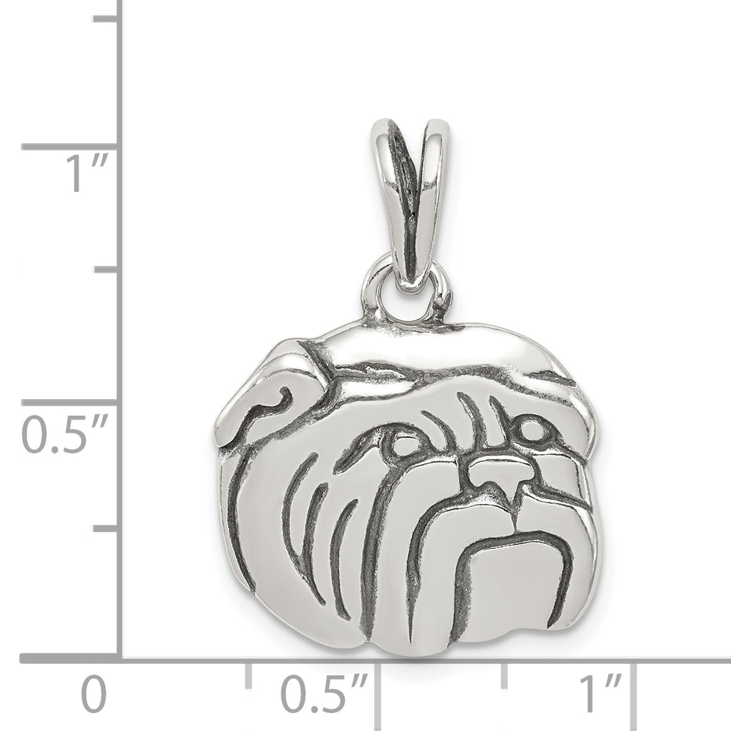 Sophia Jewelers Sterling Silver Men's Bulldog Charm Vintage Cast Design