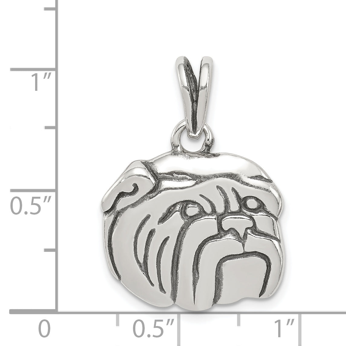 Sophia Jewelers Sterling Silver Men's Bulldog Charm Vintage Cast Design