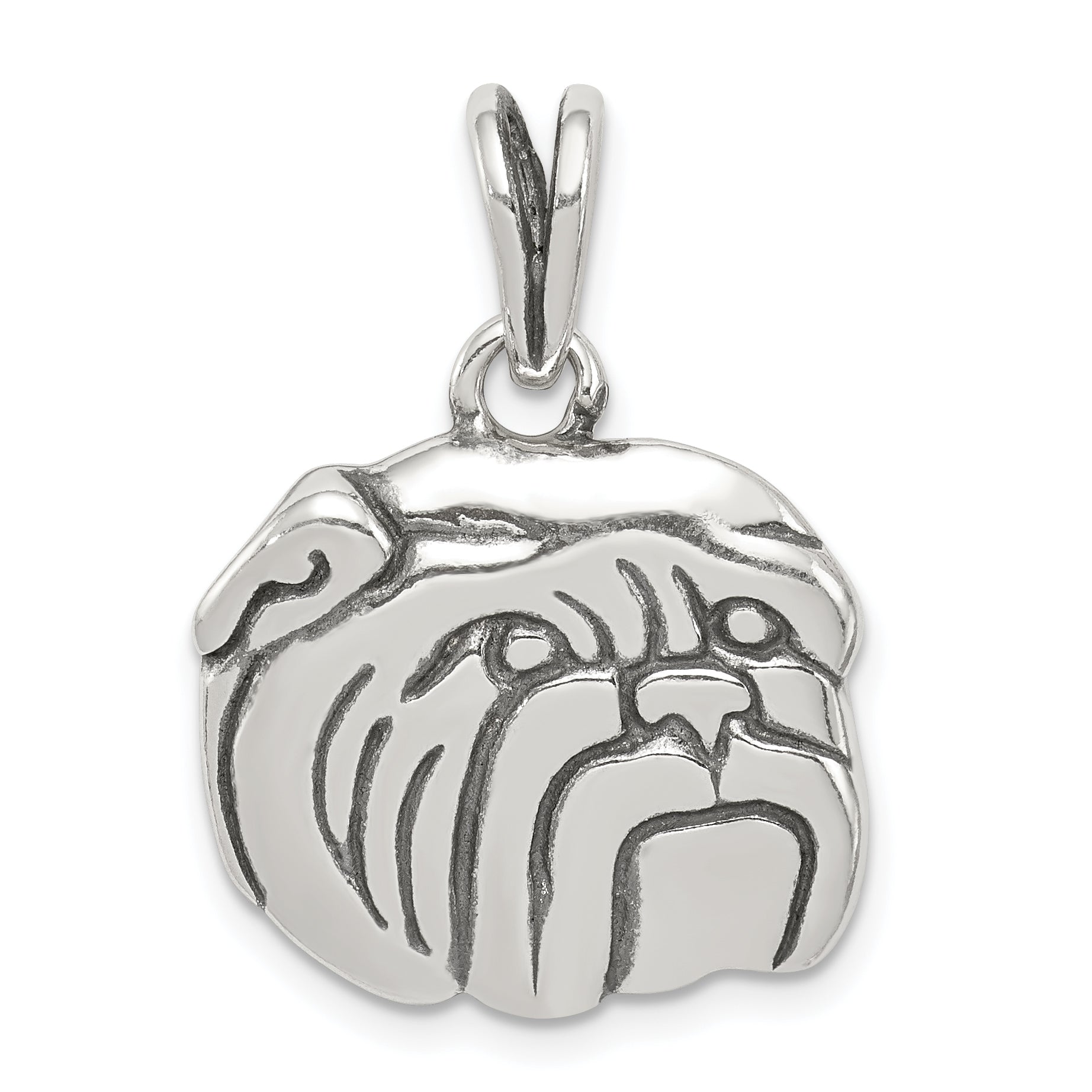 Sterling Silver Antiqued Bulldog Charm Main image