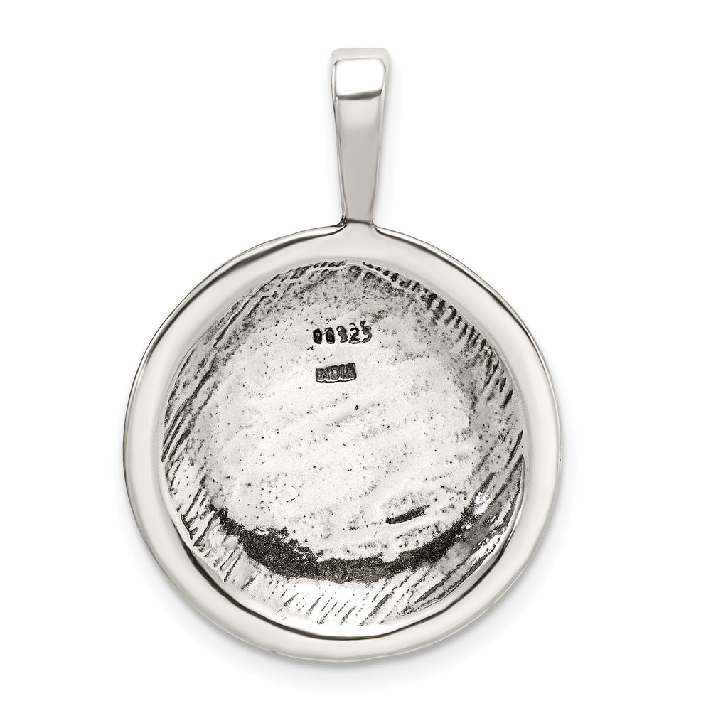 Sterling Silver 925 Men's Soccer Ball Pendant Polished Antique