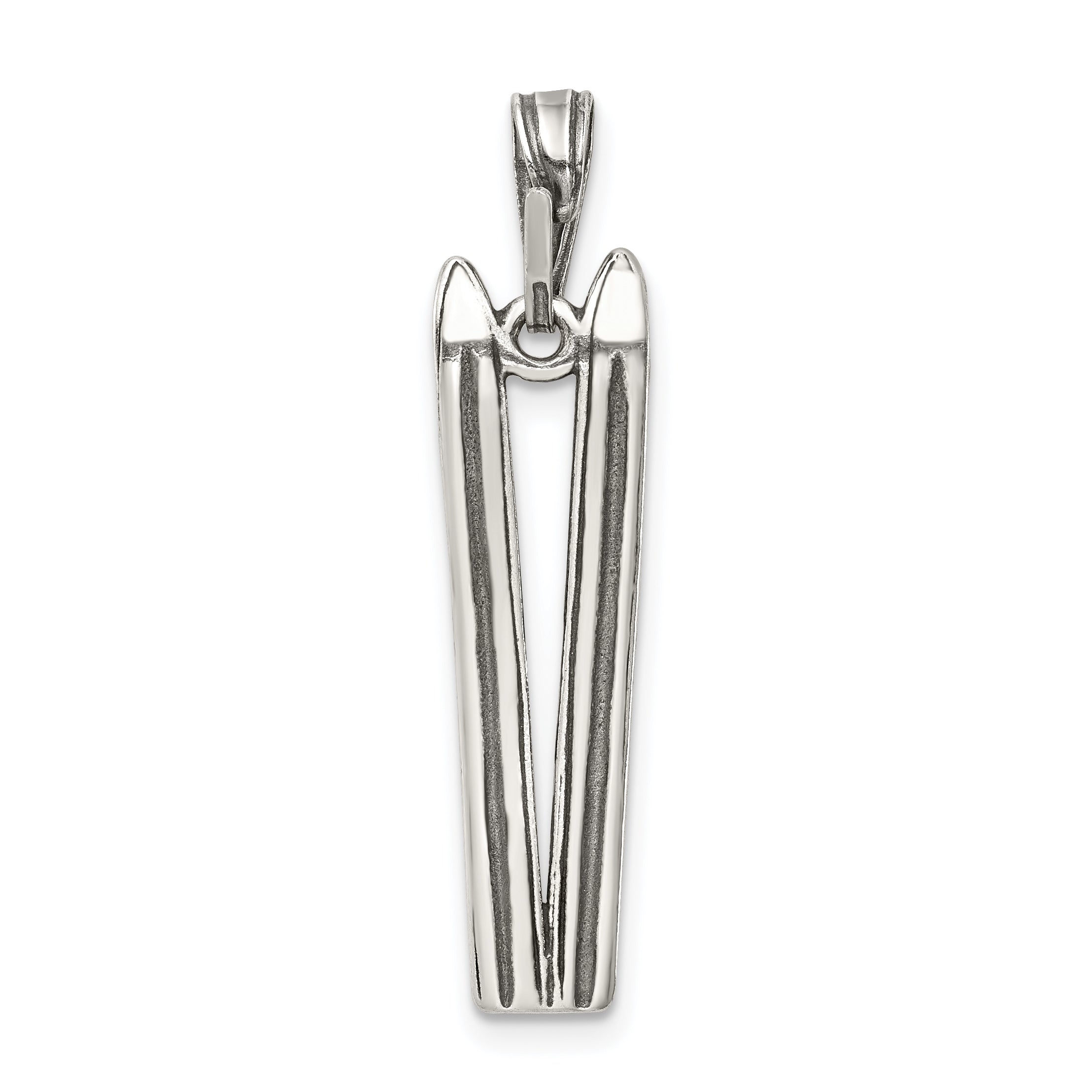 Sophia Jewelers Men's 925 Sterling Silver Antiqued Ski Charm Pendant