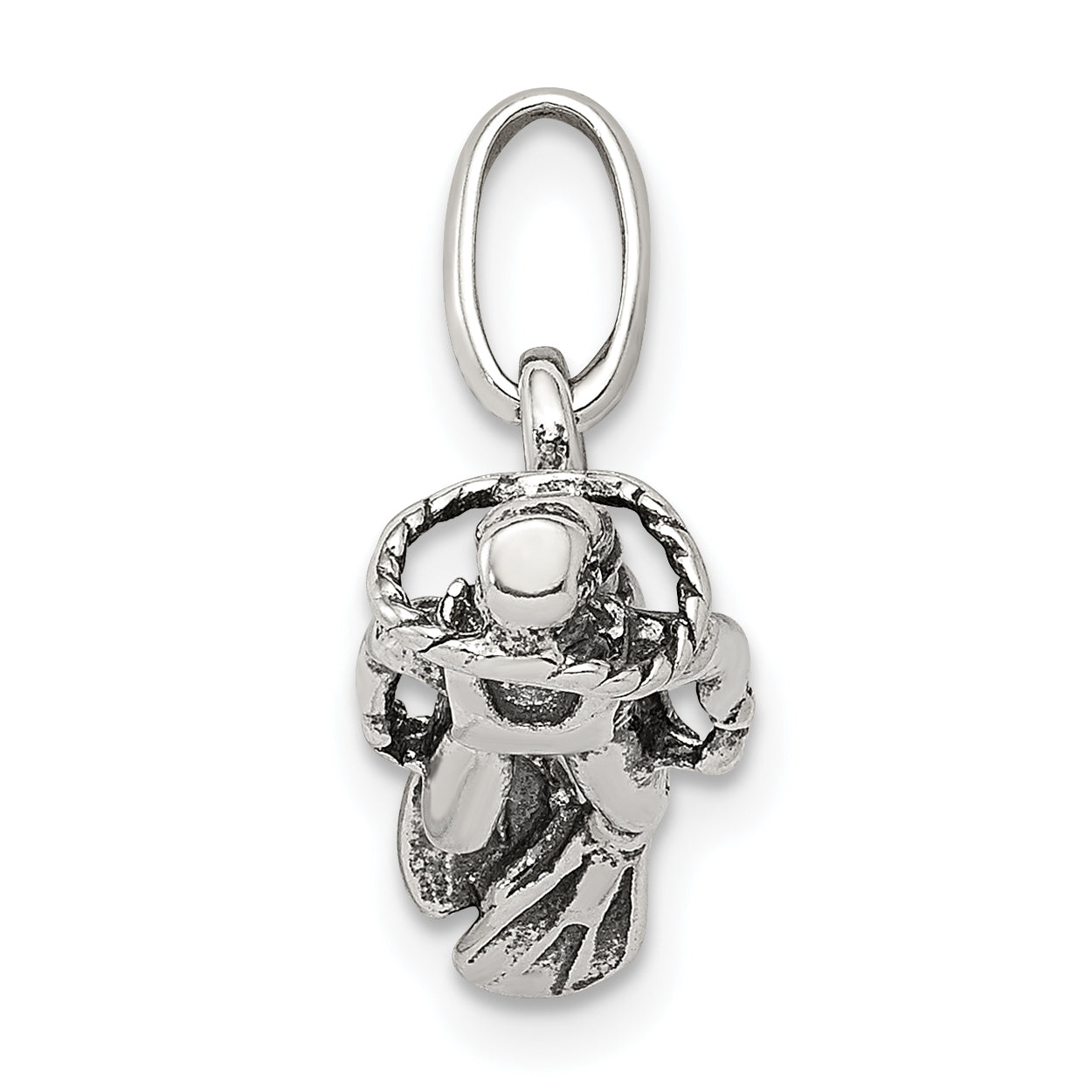 Sterling Silver 925 Antiqued Scuba Diver Charm with 3D Solid Design Secondary image