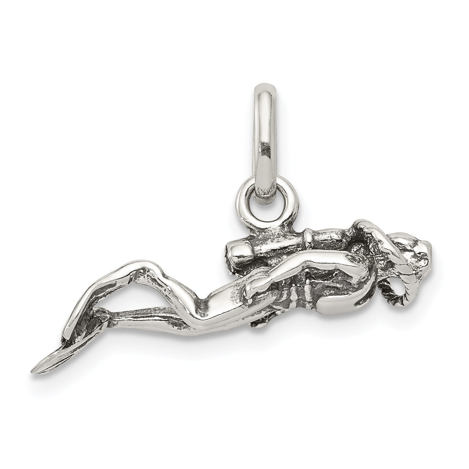 Sterling Silver Antiqued Scuba Diver Charm Main image