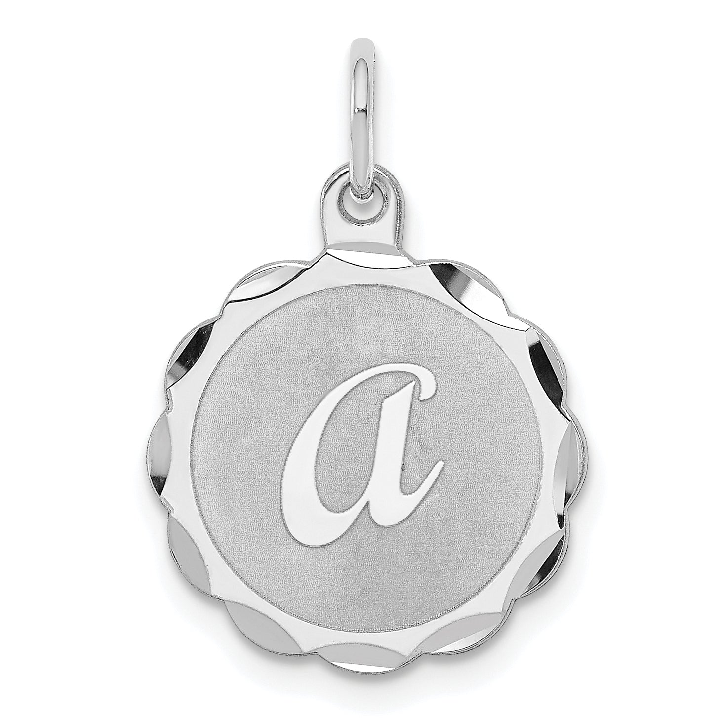 Sterling Silver Rhodium-plated Brocaded Letter A Initial Charm Main image
