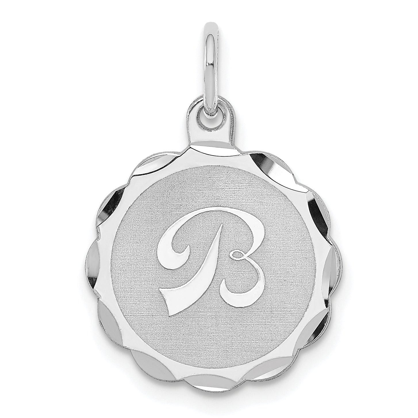 Sterling Silver Rhodium-plated Brocaded Letter B Initial Charm Main image