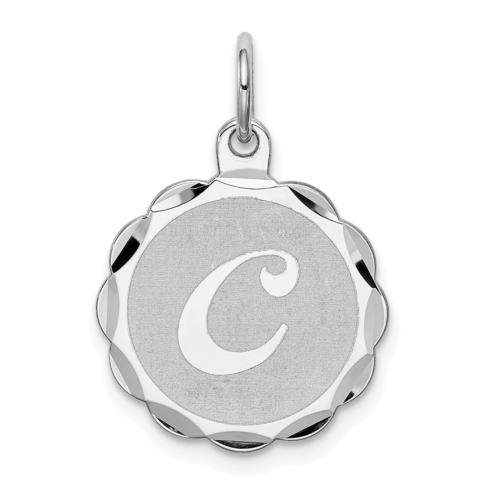 Sterling Silver Rhodium-plated Brocaded Letter C Initial Charm Main image