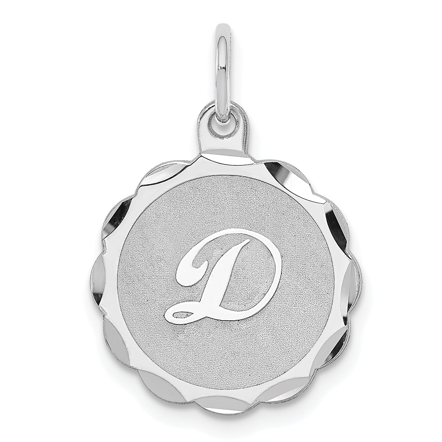 Sterling Silver Rhodium-plated Brocaded Letter D Initial Charm Main image