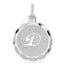 Sterling Silver Rhodium-plated Brocaded Letter D Initial Charm
