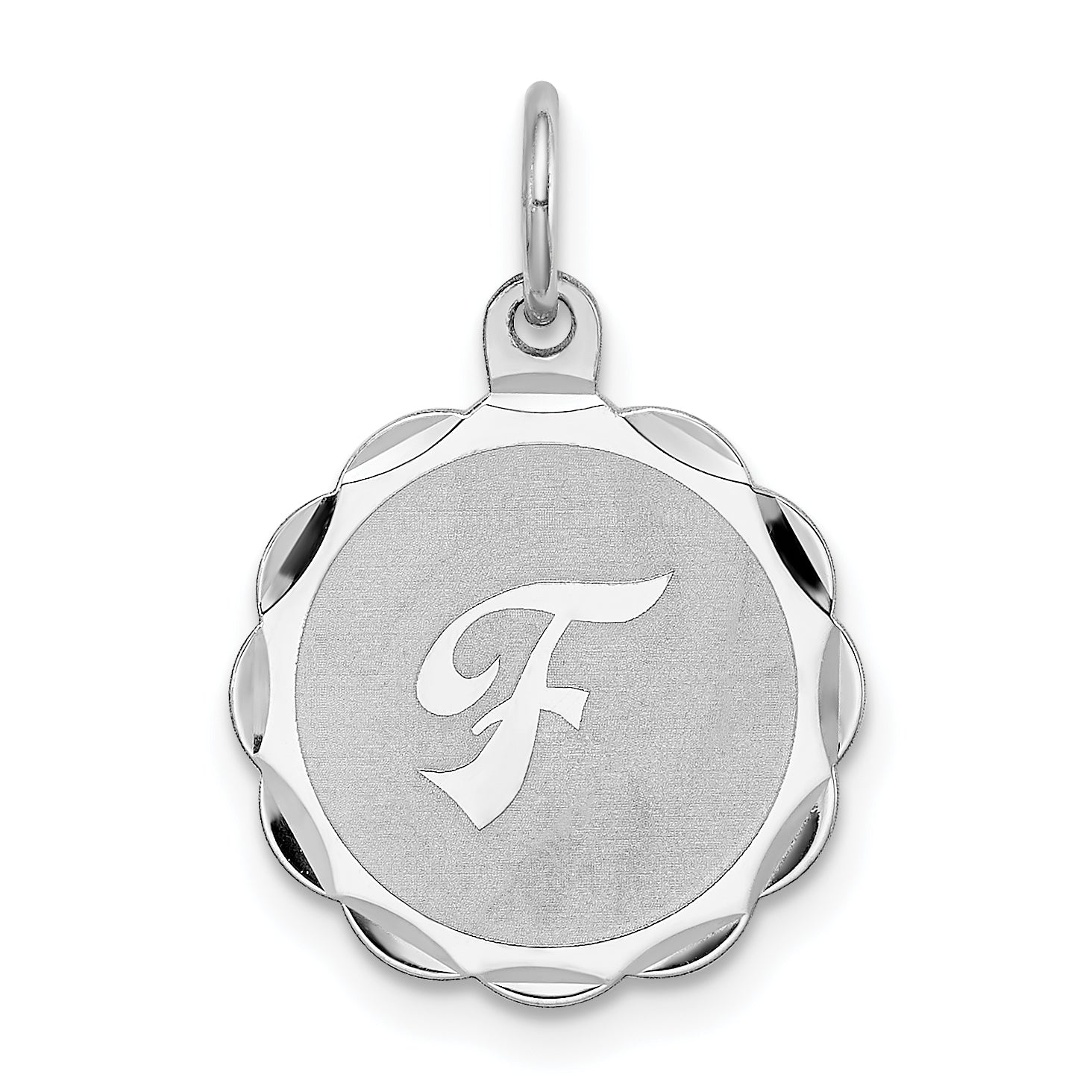 Sterling Silver/Rhodium-plated Brocaded Letter F Initial Pendant Main image