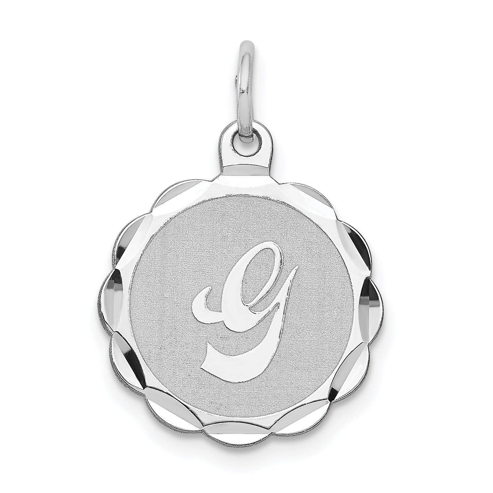 Sterling Silver/Rhodium-plated Brocaded Letter G Initial Pendant Main image