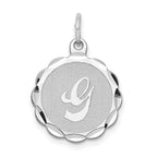 Sterling Silver/Rhodium-plated Brocaded Letter G Initial Pendant