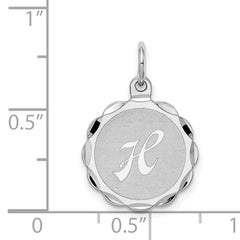 Sterling Silver/Rhodium-plated Brocaded Letter H Initial Pendant