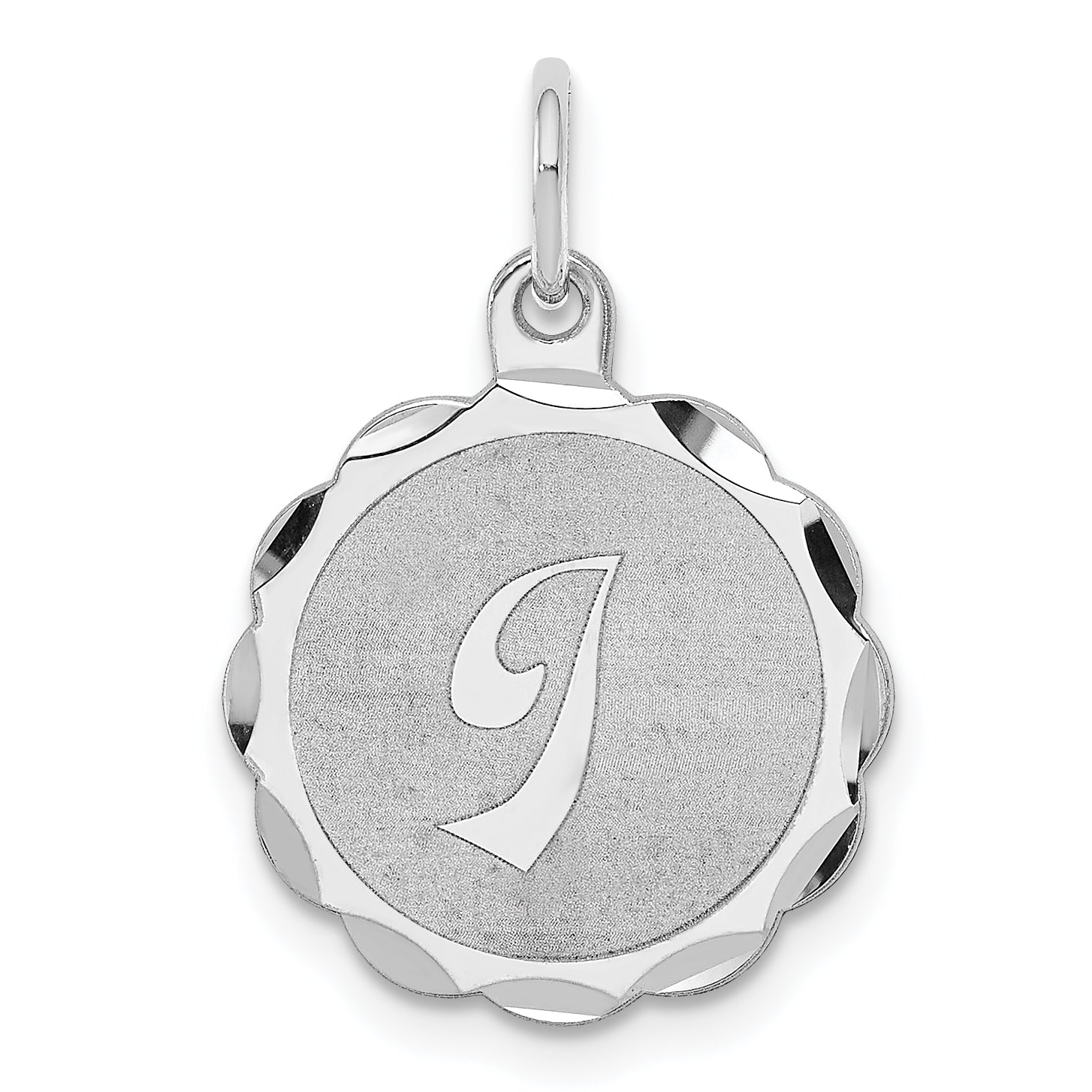 Sterling Silver/Rhodium-plated Brocaded Letter I Initial Pendant Main image