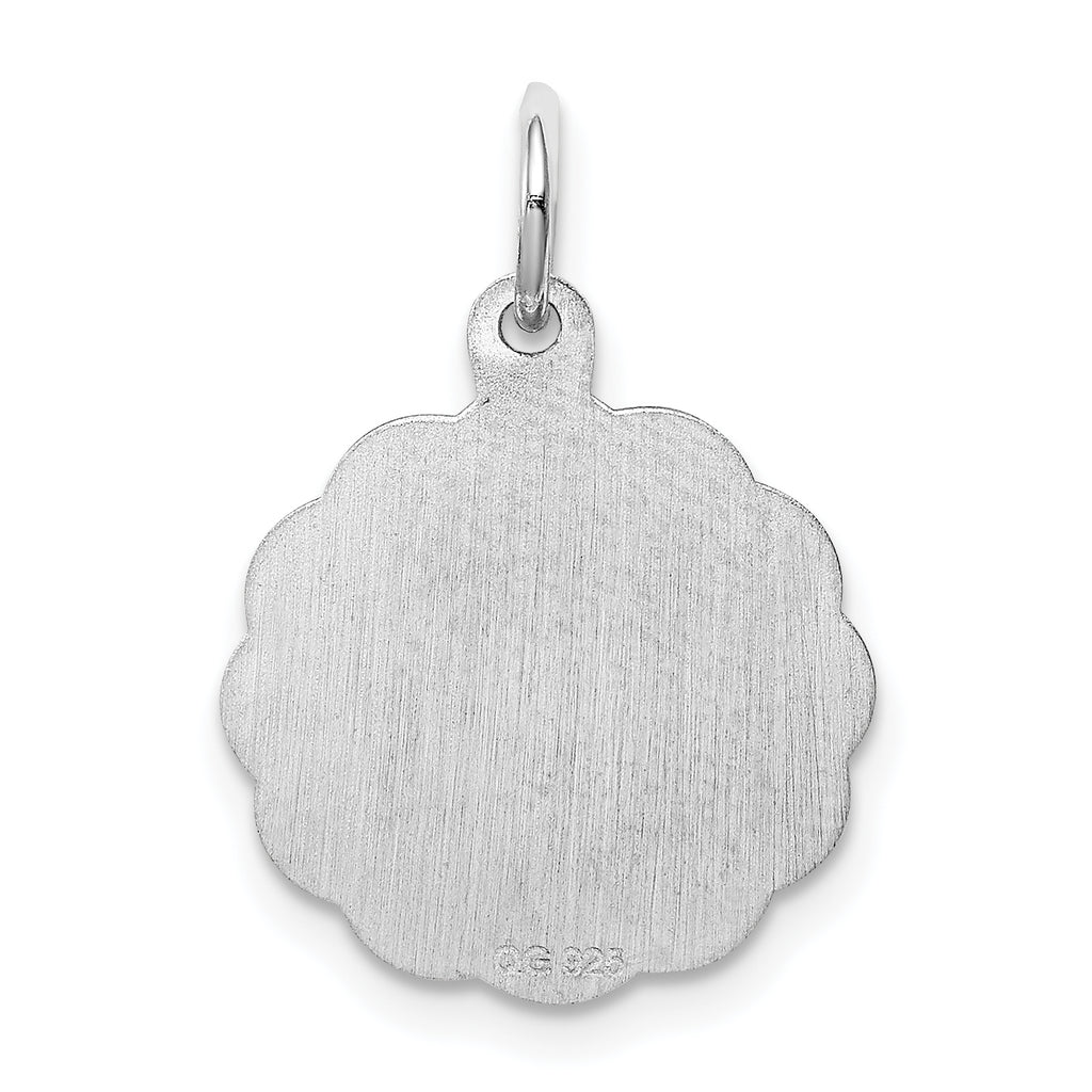 Sterling Silver Rhodium-Plated Letter J Pendant Elegant Brocaded Design