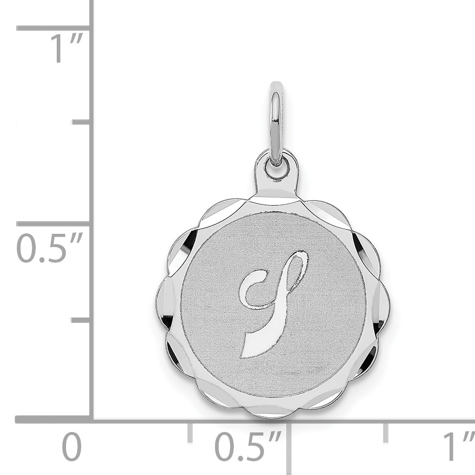Sterling Silver Rhodium-Plated Letter J Pendant Elegant Brocaded Design