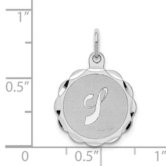 Sterling Silver Rhodium-Plated Letter J Pendant Elegant Brocaded Design