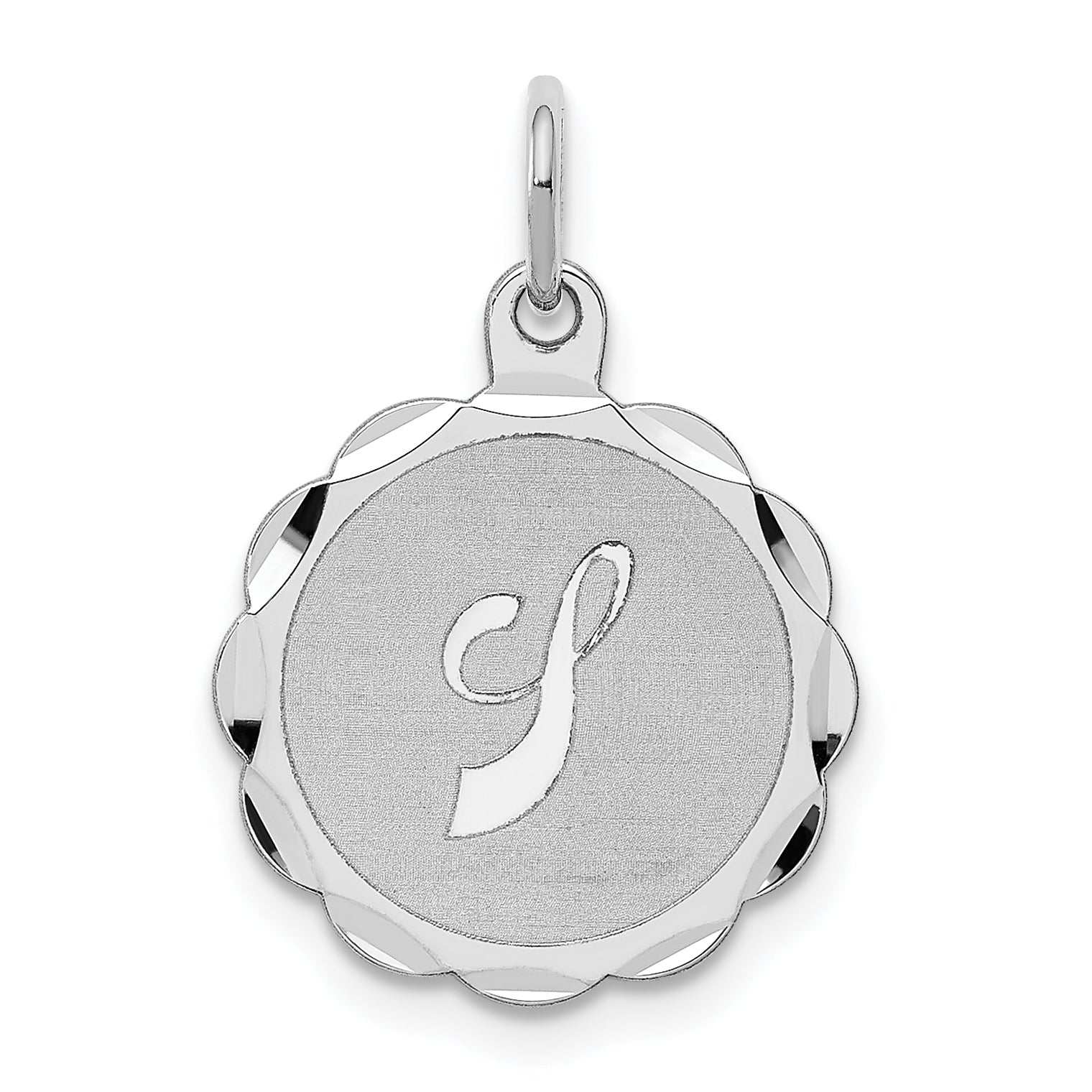 Sterling Silver/Rhodium-plated Brocaded Letter J Initial Pendant Main image