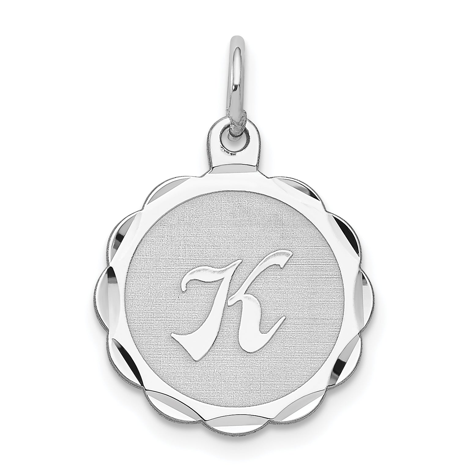 Sterling Silver/Rhodium-plated Brocaded Letter K Initial Pendant Main image