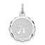 Sterling Silver/Rhodium-plated Brocaded Letter K Initial Pendant