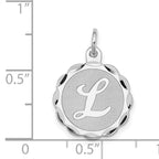 Sophia Jewelers 925 Silver L Brocaded Initial Pendant with Rhodium Elegance