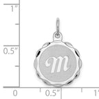 Sophia Jewelers Sterling Silver Rhodium-Plated Letter M Pendant Elegant Charm