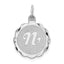 Sterling Silver/Rhodium-plated Brocaded Letter N Initial Pendant