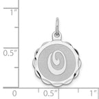 Sterling Silver 925 Brocaded Initial O Pendant Elegant Rhodium Finish