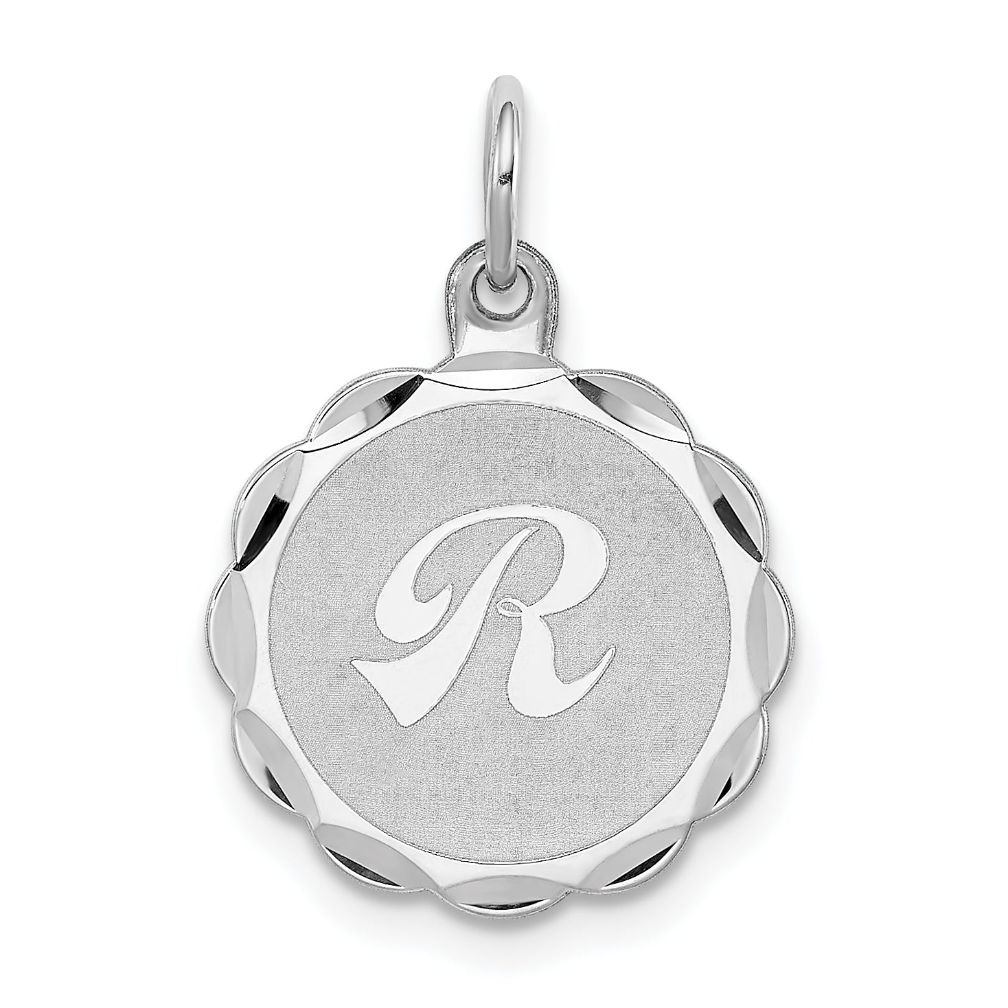 Sterling Silver/Rhodium-plated Brocaded Letter R Initial Pendant Main image