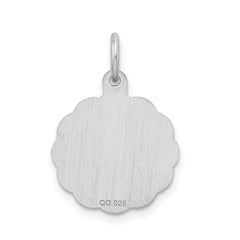 Sterling Silver/Rhodium-plated Brocaded Letter S Initial Pendant