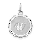 Sterling Silver/Rhodium-plated Brocaded Letter W Initial Pendant