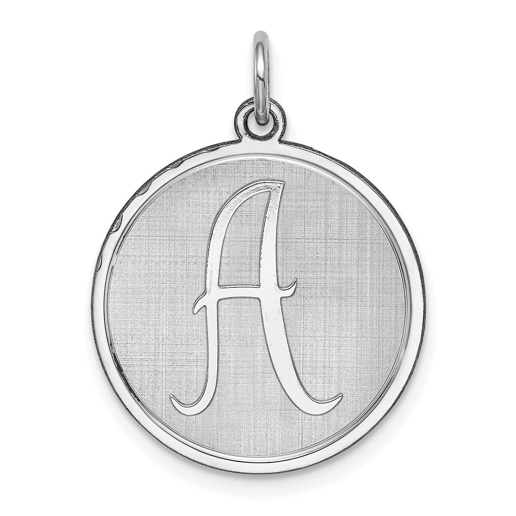 Sterling Silver Rhodium-plated Brocaded Letter A Initial Charm Main image